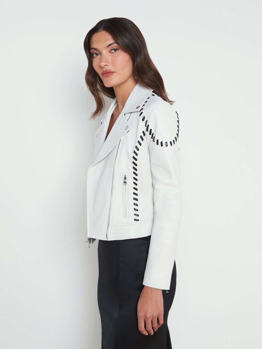 Best Eleana Whipstitch Leather Jacket Blazers & Jackets