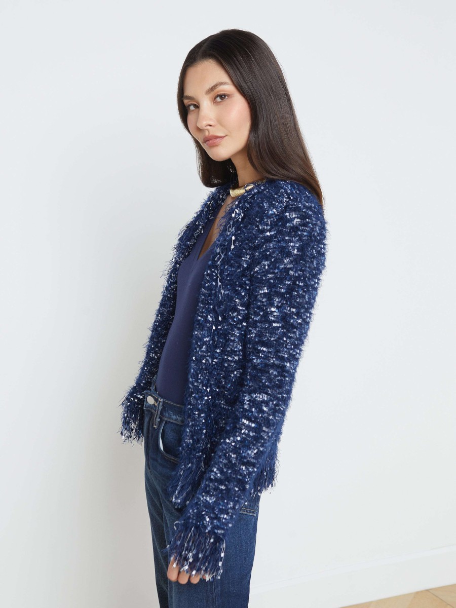 Hot Azure Fringe Cardigan Blazer Blazers & Jackets