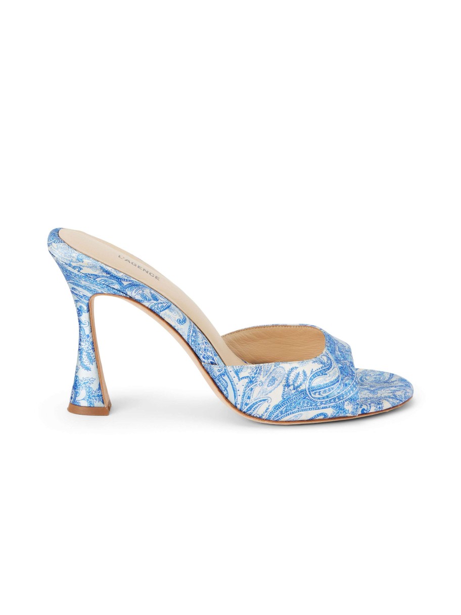 New Avery Satin Peep-Toe Mule Print Edition