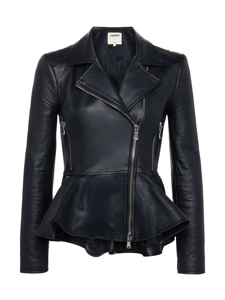 Clearance Lyric Leather Peplum Jacket Blazers & Jackets