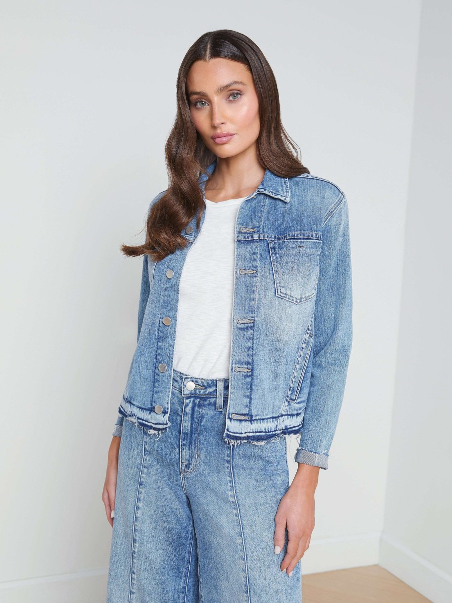 New Tatiana Raw-Hem Denim Jacket Denim Jackets