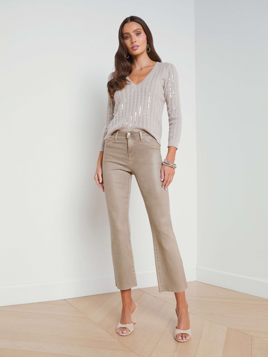 Clearance Kendra Coated Cropped Flare Jean Flare & Bootcut