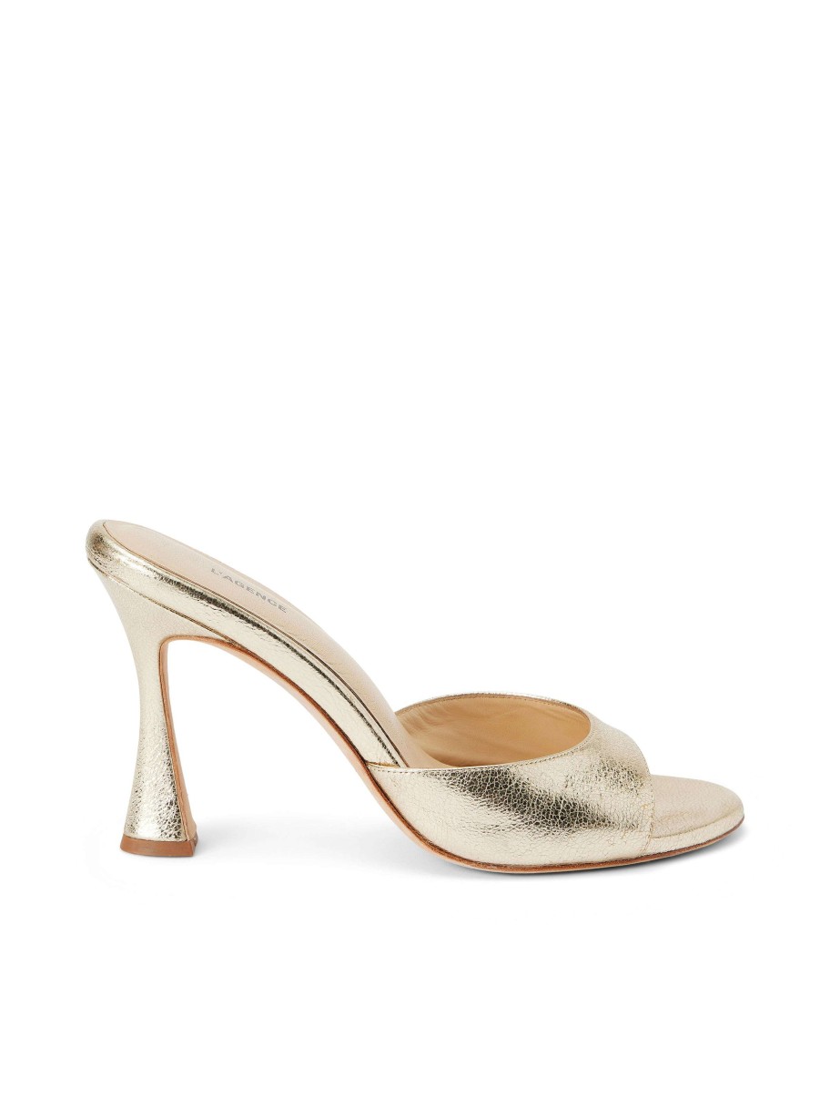 Hot Avery Leather Peep-Toe Mule Leather