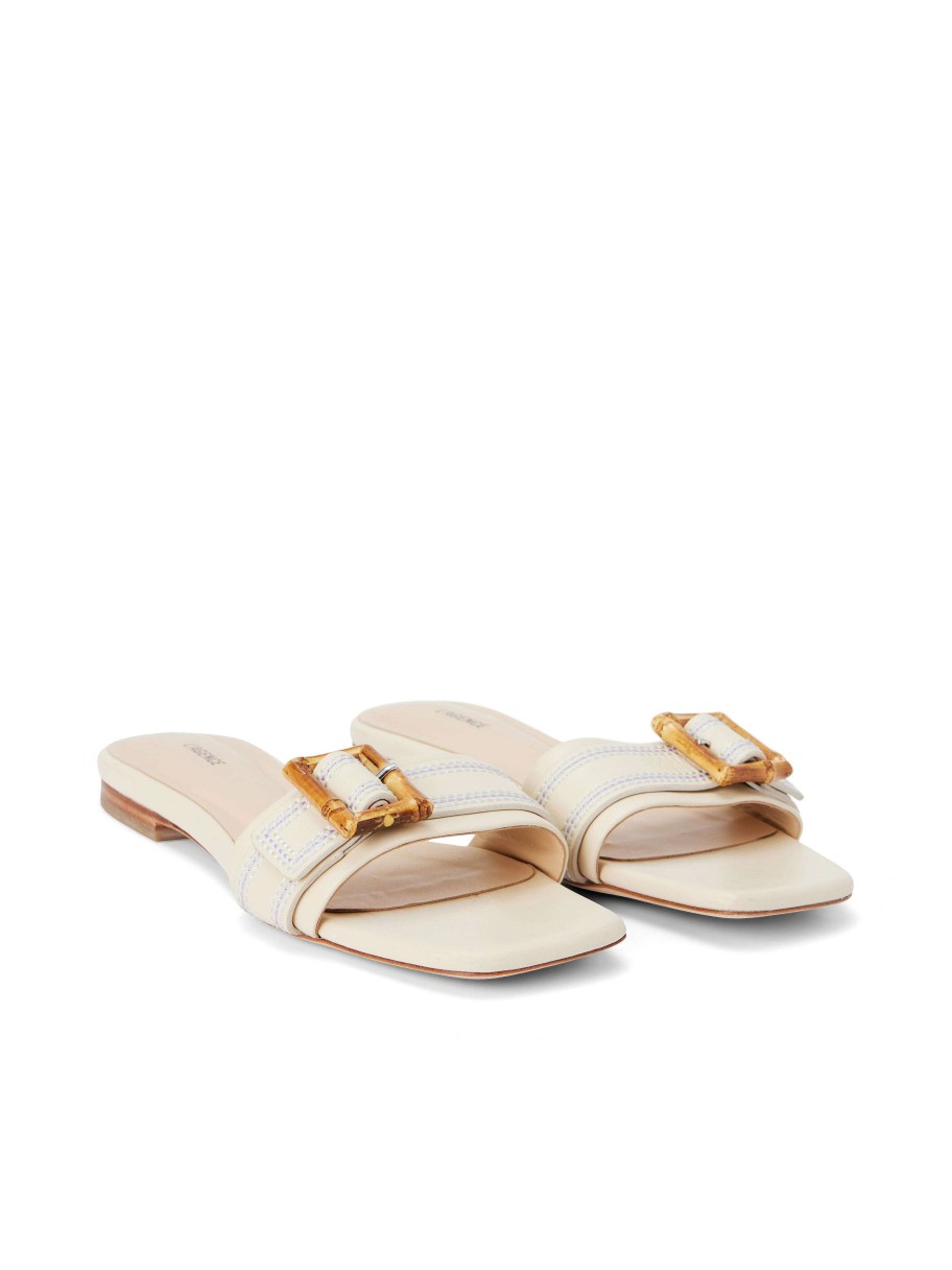 Online Aurelie Buckle Slide Sandal Leather