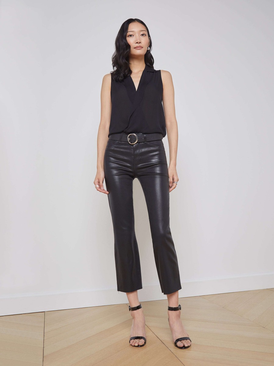 Clearance Kendra Coated Cropped Flare Jean Essentials