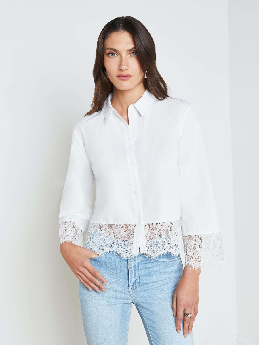 Wholesale Levo Lace-Trim Shirt Blouses & Tops