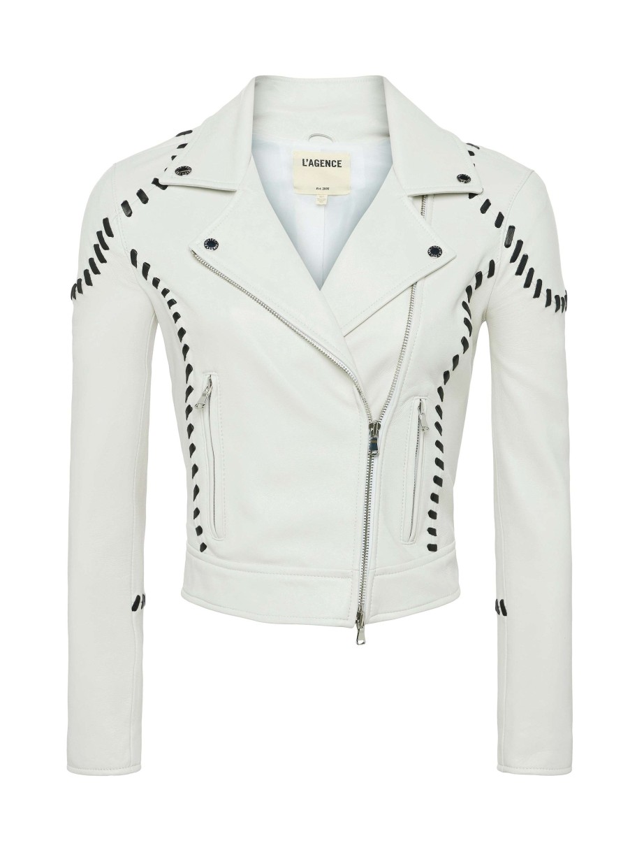 Best Eleana Whipstitch Leather Jacket Blazers & Jackets