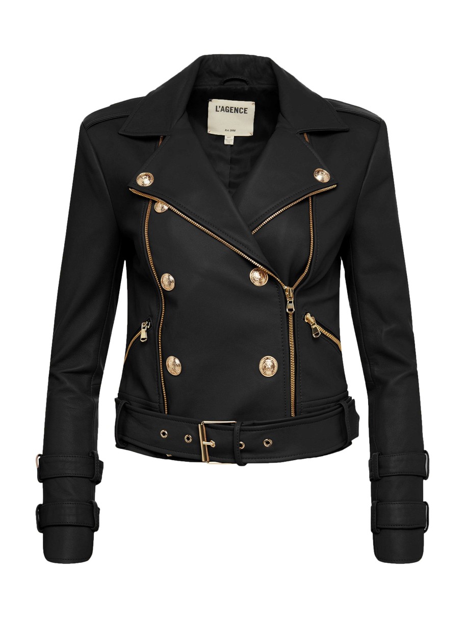 Clearance Billie Belted Leather Jacket Blazers & Jackets