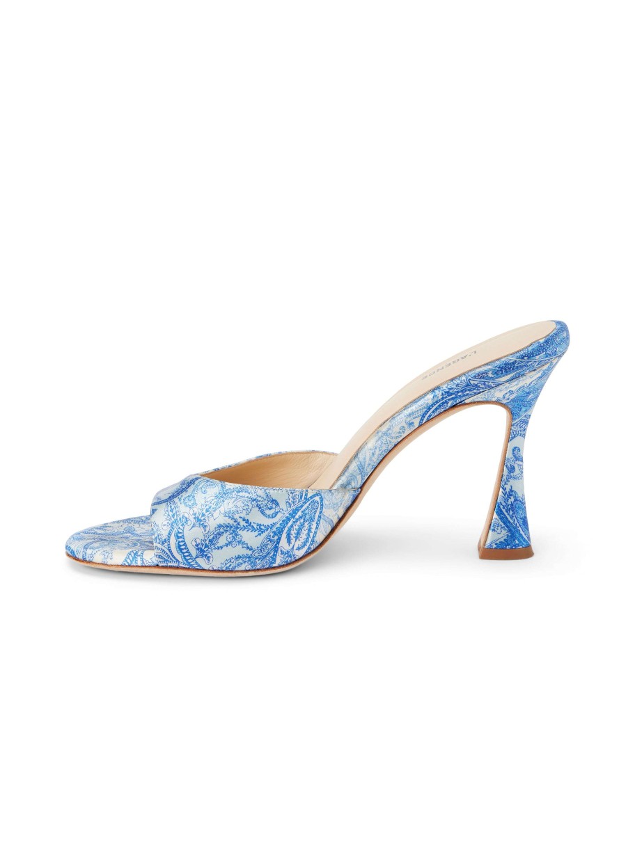 New Avery Satin Peep-Toe Mule Print Edition