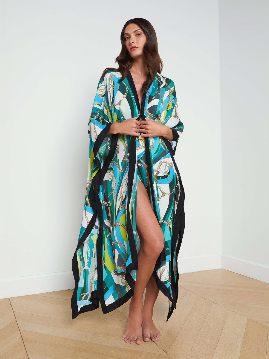 Clearance Kara Silk-Blend Kimono Cover-Up Swimwear